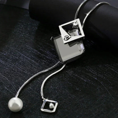 New Arrival Long Necklaces for Women 2024 Fashion Gray Crystal Choker Collier Femme Statement Necklaces & Pendants Accessories