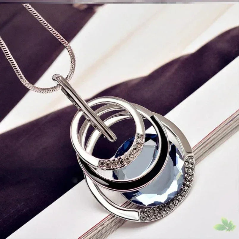 New Arrival Long Necklaces for Women 2024 Fashion Gray Crystal Choker Collier Femme Statement Necklaces & Pendants Accessories
