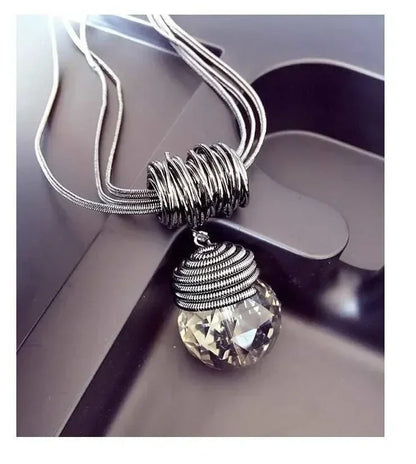 New Arrival Long Necklaces for Women 2024 Fashion Gray Crystal Choker Collier Femme Statement Necklaces & Pendants Accessories