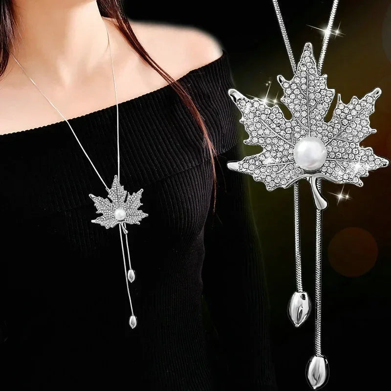 New Arrival Long Necklaces for Women 2024 Fashion Gray Crystal Choker Collier Femme Statement Necklaces & Pendants Accessories