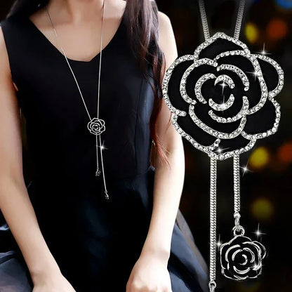 New Arrival Long Necklaces for Women 2024 Fashion Gray Crystal Choker Collier Femme Statement Necklaces & Pendants Accessories